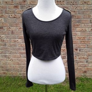 Charlotte Russe epaulets shoulder crop sweater